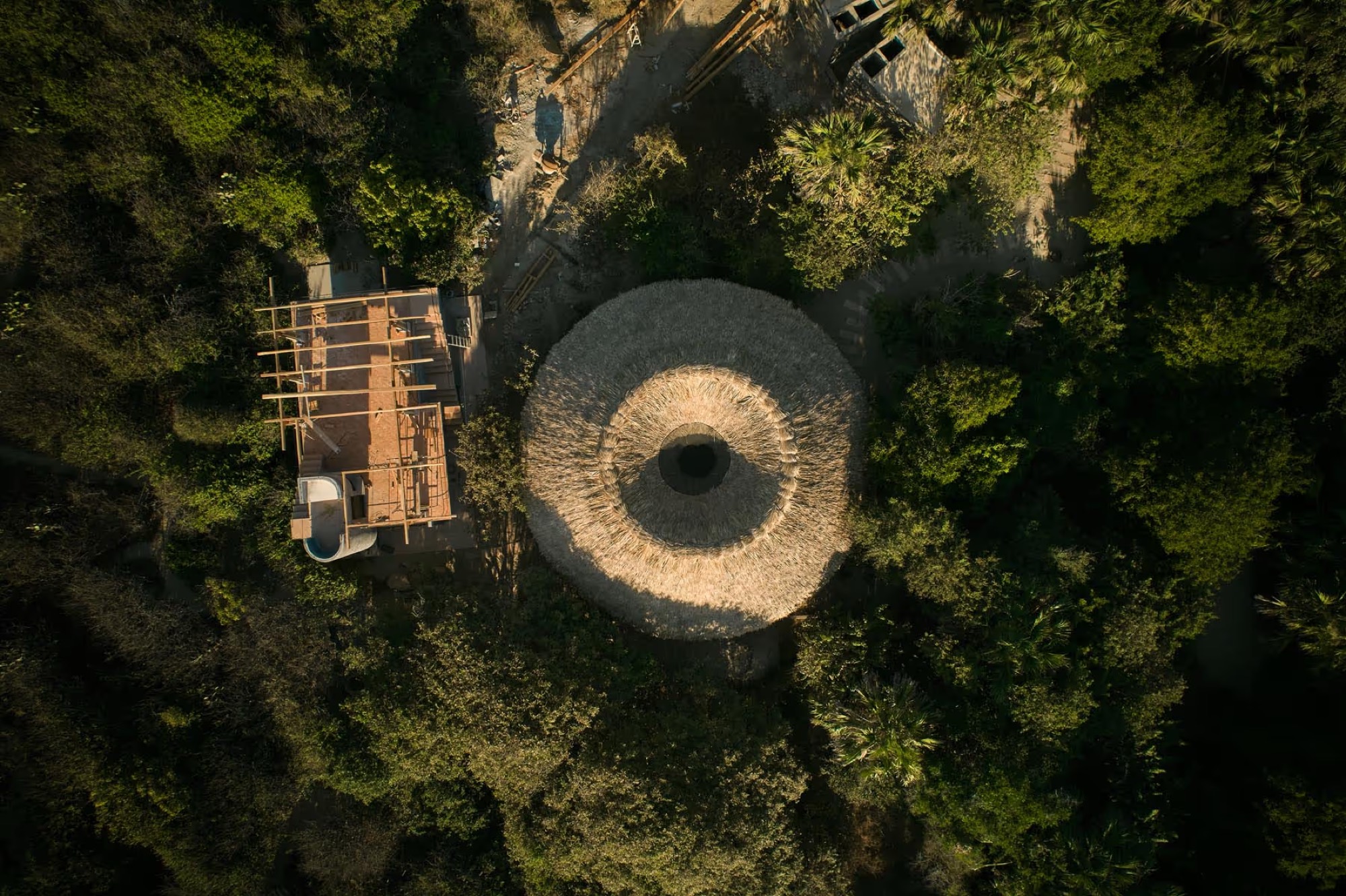 The temazcal dome among the trees, from above